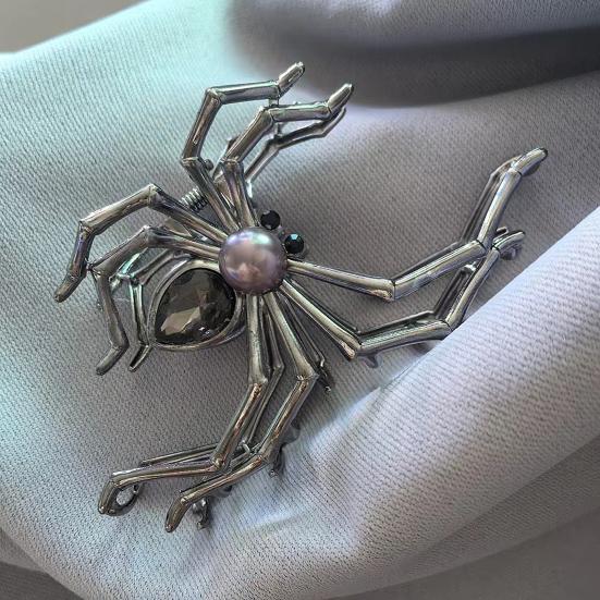 Хэллоуин Заколка для волос Черная Паутина Скелет Рука Форма Летучей мыши Зажим для волос Нескользящие зубцы Затылок Акула Зажим для волос Аксессуар для укладки