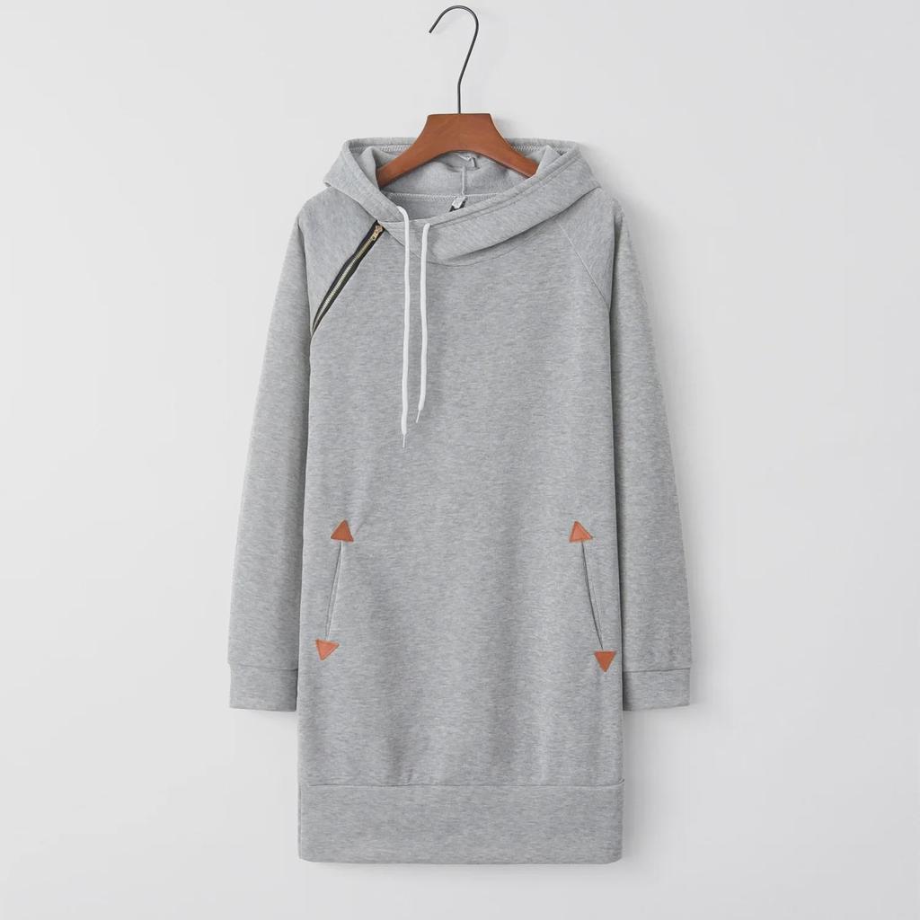 Hooded Zipper Pullover Mid-Length Sweater Dress - New Style