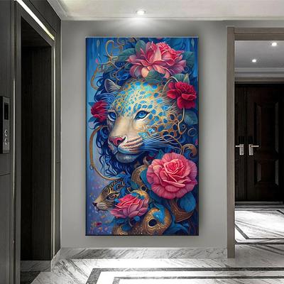 Алмазная картина, новинка 2023, большой размер, фэнтези-арт, цветок леопарда, полная алмазная вышивка, мозаика, картина из стразов, домашний декор U37