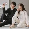 Cozy Winter Air Cotton Couple Pajamas Set: Warm Pullover Suit for Men and Women, Perfect for Home or Outdoor Wear