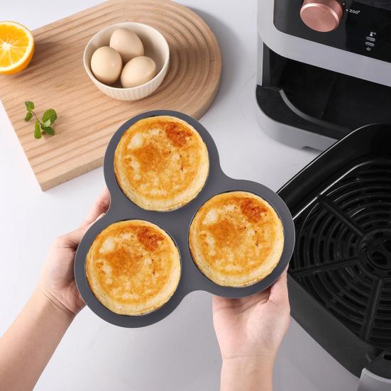 Silicone Cake Mold for Air Fryer 3 Cup Jumbo Round Muffin Top Pans BPA-Free Omelette Baking Mold for Egg Cakes Muffins Tarts Pancakes