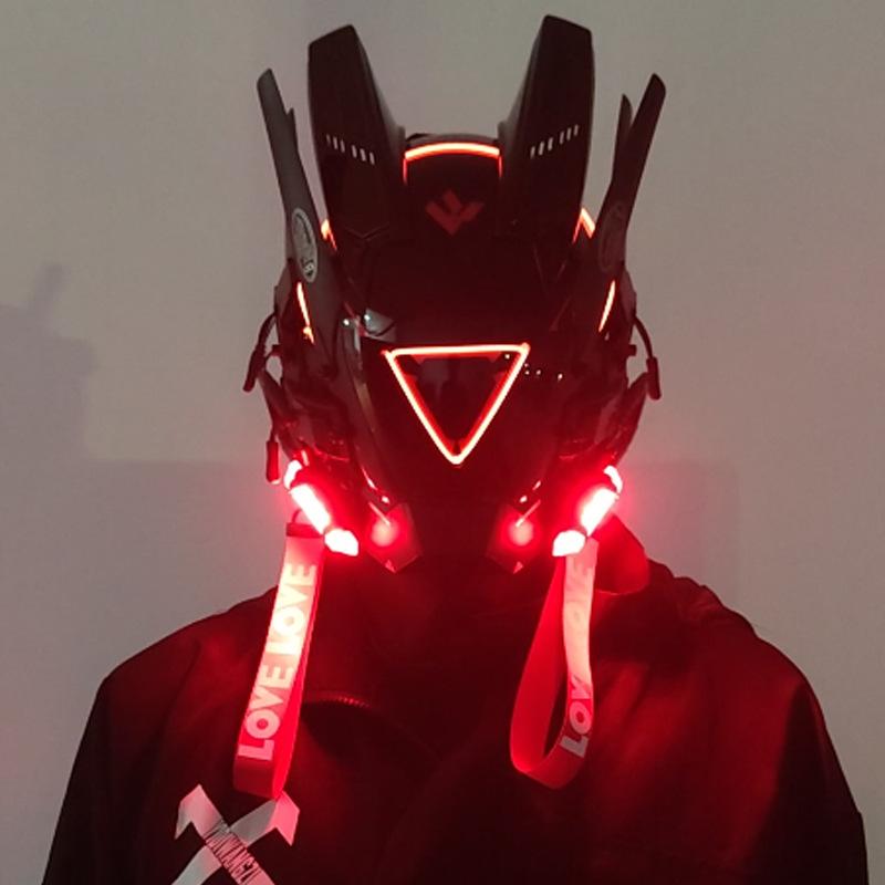 Маски CyberPunk с застежкой M Город Ночи Светодиодные Фестивальные Белые Бронированные Косплей Сценический Реквизит НФ Хэллоуин Вечеринка Подарки Для Взрослых
