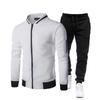 Autumn Men's Fashion Zipper Stand Collar Sweater Jacket Casual Pants Two-piece Set