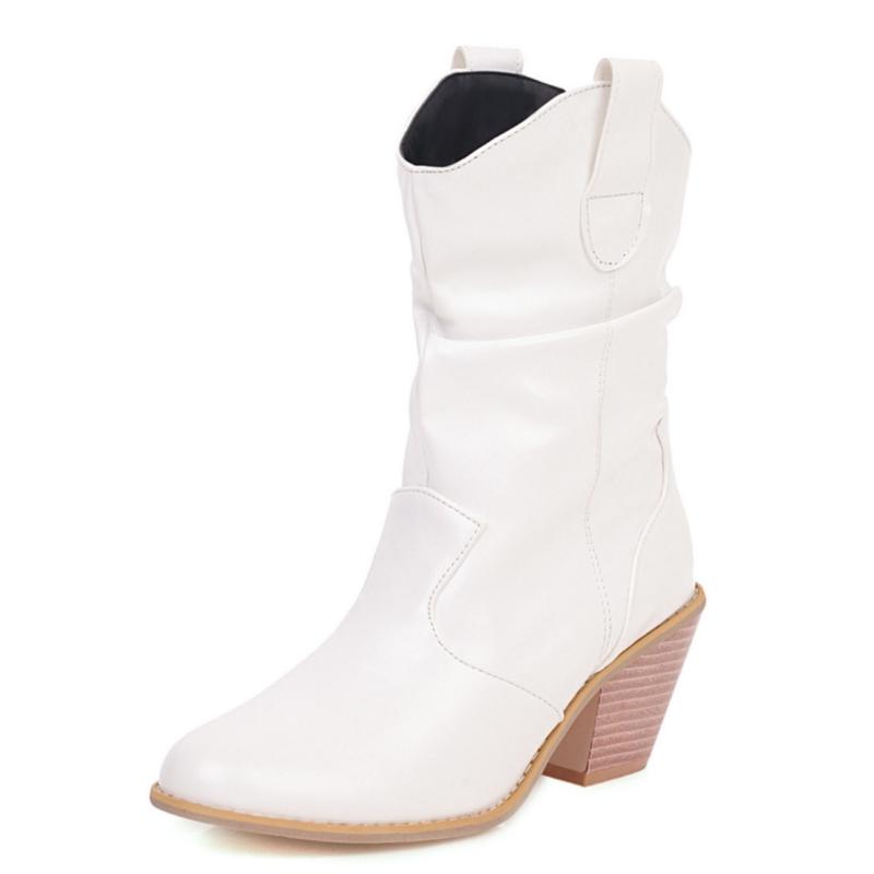 Повседневные женские ботильоны на щиколотке, панк-каблуки, черные, красные, белые, плиссированные, ковбойские, для ковбоев, осенне-зимние, для вечеринок, короткие туфли, женские 2024