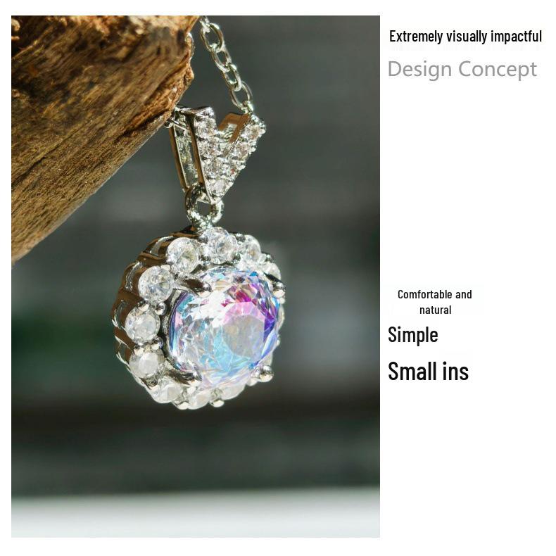 Gessen Jewelry Набор: Многоцветное Восьмиугольное Кольцо, Серьги и Подвеска «Цветная Фея с Бриллиантом» для Женщин