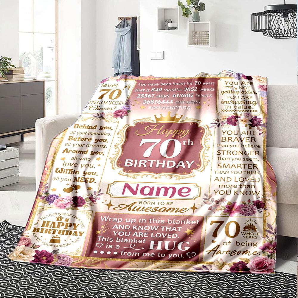Happy 70Th Birthday In 1956 Throw Blanket Warmthful Decor For Sofa Couch Office Bed Picnics Allseason Use Playful Design Unique Gift For Family And