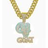 Full Diamond Goat Letter Cuban Chain Pendant, Hip Hop European and American Street Rap Personality Punk Style Diamond Necklace