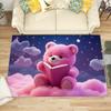 Cute Bear Print Area Rug Flannel Washable Floor Mat for Kids Bedroom Nursery Living Room Cartoon Cloud Star Theme Home Decor