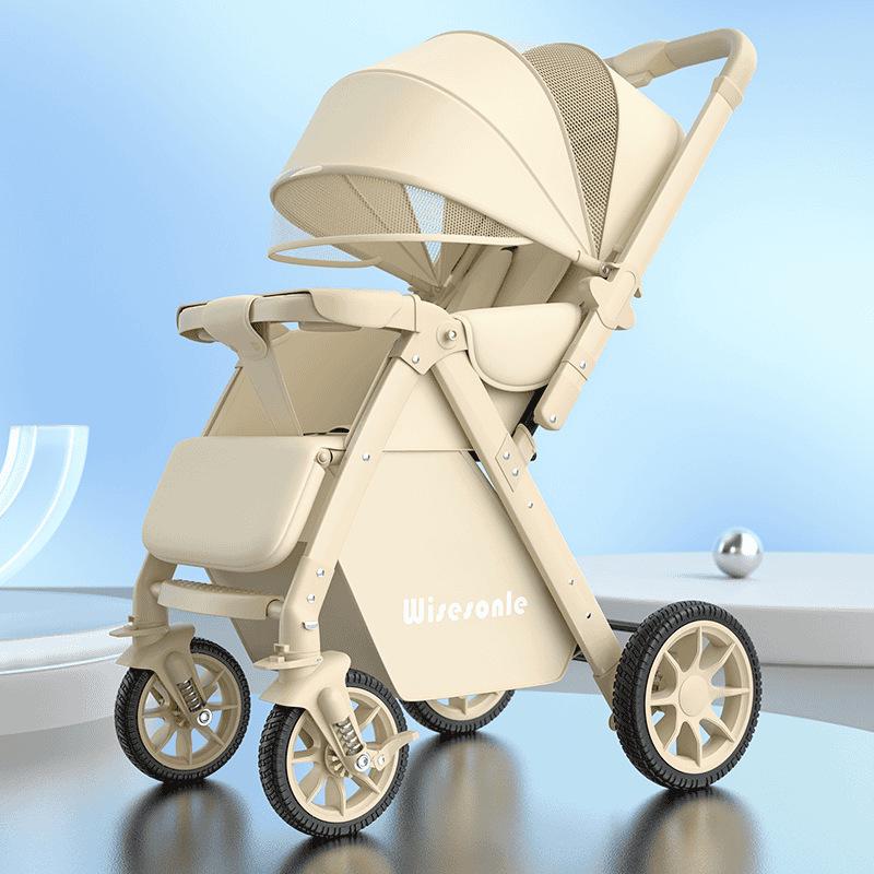 Elevated Baby Stroller: Reclining, Lightweight, Foldable, Two-Way Shock Absorption for Newborns