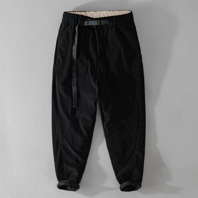 Осенние мужские брюки в стиле ретро, вельветовые брюки, повседневные длинные брюки с эластичной резинкой на талии, прямые мужские брюки