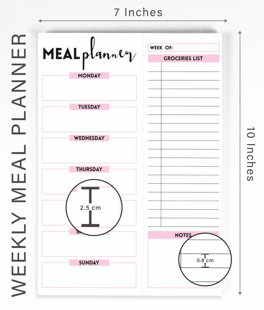 Inkdotpot Weekly Meal Planner Notepad 7"x10 , "Kitchen Menu" Magnetic Meal Planning Pad with Tear Off Grocery S-54 Sheets