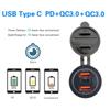 Тройное автомобильное зарядное гнездо QC 3.0 USB Type-C, несколько быстрозарядных адаптеров PD3.0 для грузовиков, мотоциклов с сенсорным переключателем