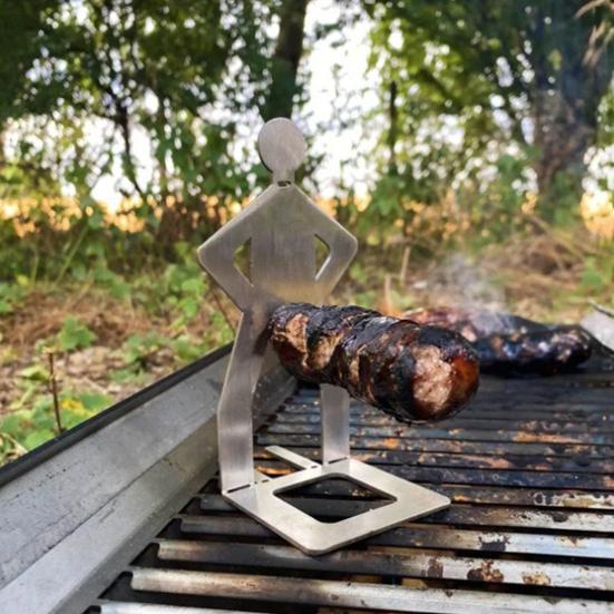 Стойка для гриля из нержавеющей стали для барбекю и сосисок, стойка для жарки хот-догов в форме человека, многоцелевая подставка с антипригарным покрытием, держатель для фрикаделек