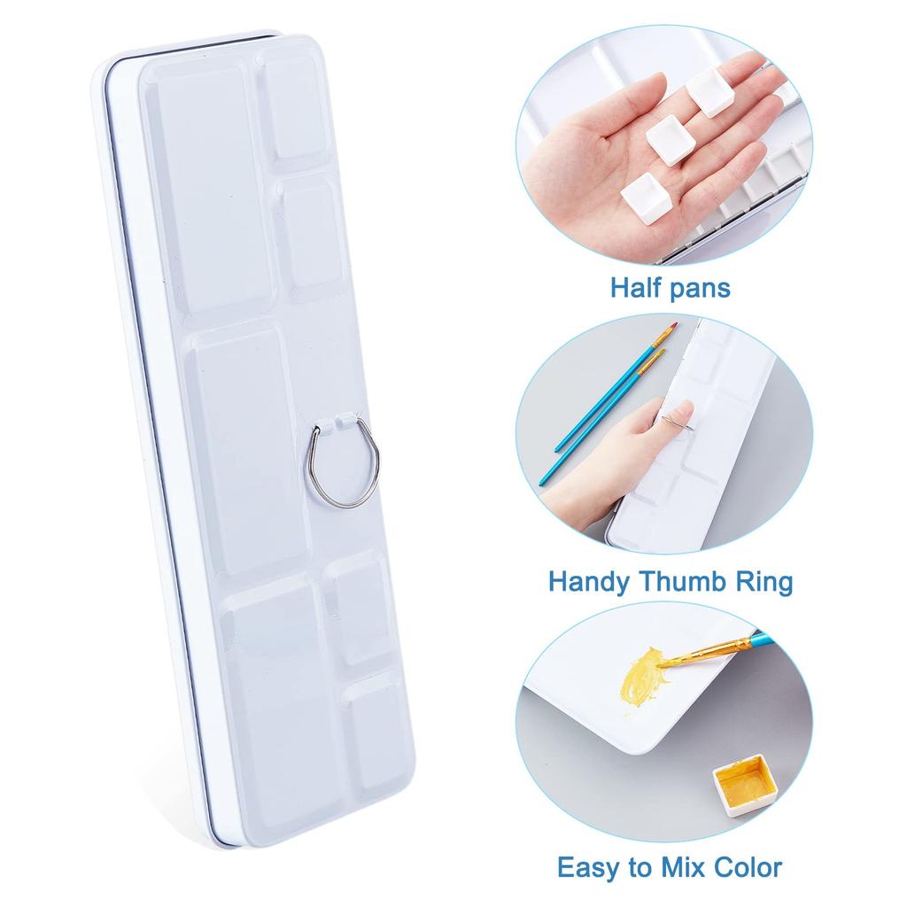 PH PandaHall Палитра для акварельной живописи Двусторонний футляр для акварели Футляр для красок Палитра пигментов Принадлежности для рисования Тарелка для рисования с крышкой Краски