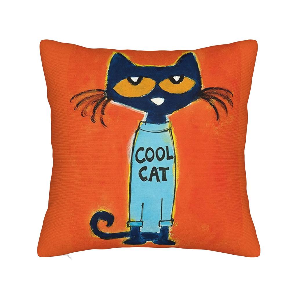 Pete the Cat Square Pillow Case Cool Kitten Cushion Covers Creative Zipper Decorative Pillowcase for Seat 45x45cm
