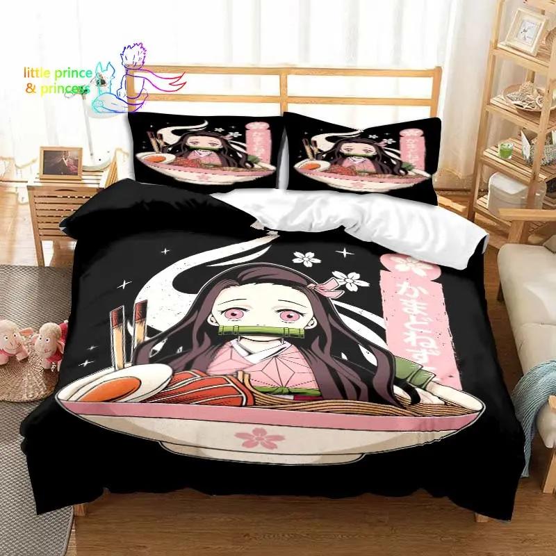3D K-Kamado N-Nezukos Anime D-Demon S-Slayers Bedding Set Single Twin Full Q-Queens King Size Bed Set Aldult Kid Bedroom 3D Print
