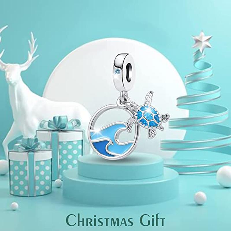 New 925 Silver Charm Fit Bracelet Accessories Women Jewelry Blue Ocean Series Mermaid Sea Shell Octopus