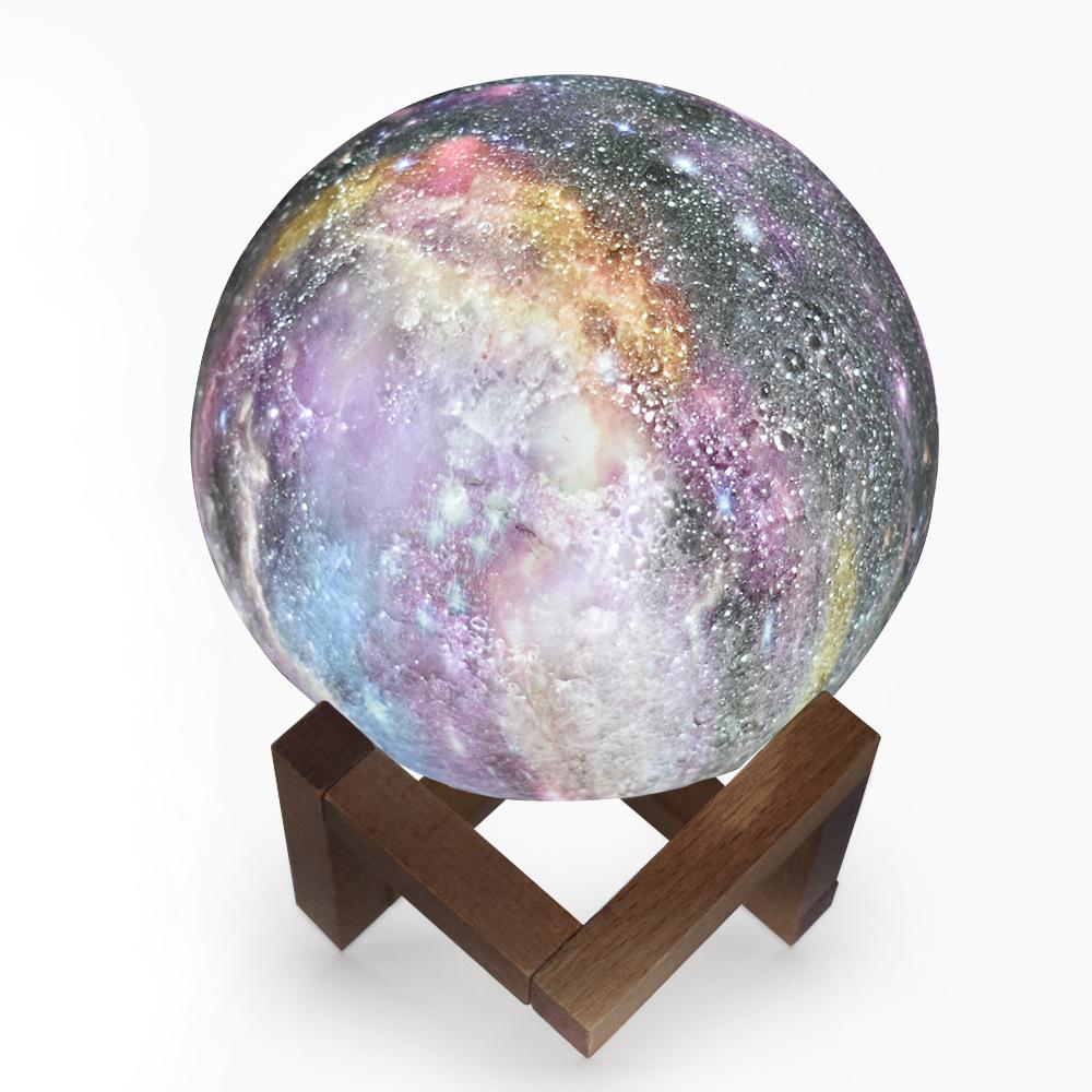's new moon lamp children's gift creative desk lamp painted starry sky LED3D charging night light 1W 15cm remote control 16 colors