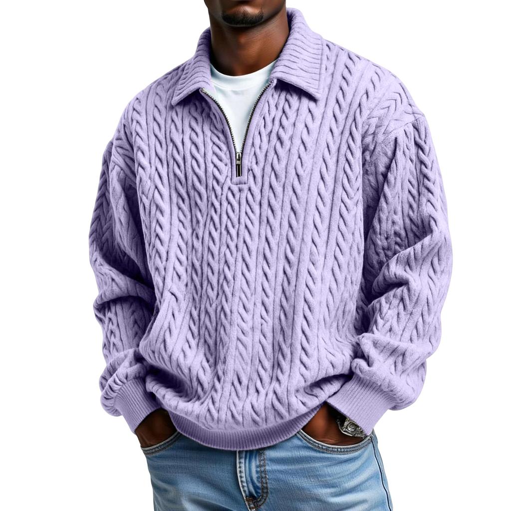 Мужская Спортивная Повседневная Толстовка с Принтом, Отложным Воротником и Молнией до Середины