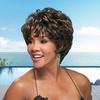Women Short Curly Wig with Bangs Fluffy Natural Looking Silky High Temperature Fiber Middle Aged Ladies Black Synthetic Hair