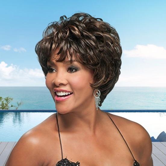 Женский короткий вьющийся парик с челкой, пушистые, естественно выглядящие, шелковистые, из высокотемпературного волокна, черные синтетические волосы для женщин среднего возраста