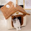 Pet Cat House Plush Enclosed With Handle Winter Pet Indoor House Cat Cave For Bedroom Garage Living Room Windowsill Balcony