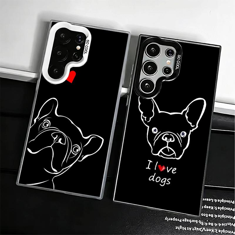 Чехол для телефона French Bulldog Black Design Ударопрочный для Samsung Galaxy S26 Edge S25 Ultra S24 FE S23 Plus S21 Чехол Защита от падения Fund