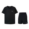 Solid Color Logo Round Neck Quick Dry Breathable Short Sleeve T-Shirt Sports Running Fitness Shorts Set Men Activewear YTST073-2+AKST633-1