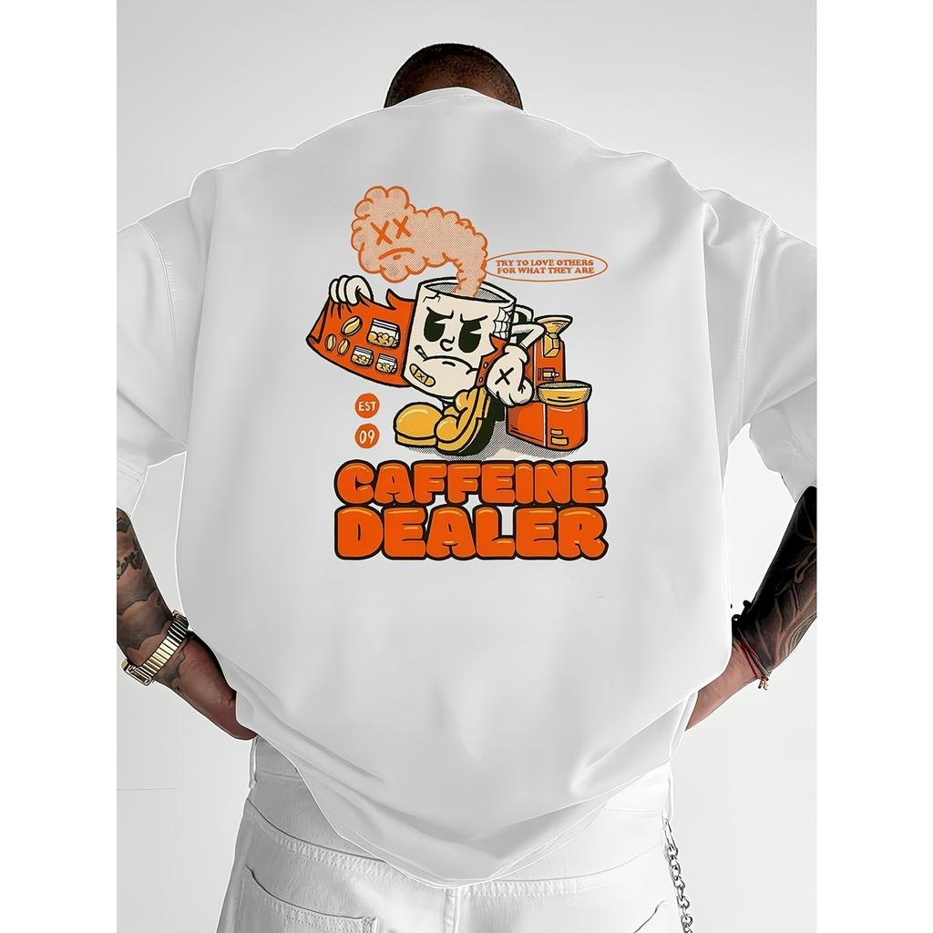 Cartoon Coffee Cup Graphic Tshirt Unisex Unisex Funny Retro Streetwear Short Sleeve Casual Cotton Vintage Tshirt Tops