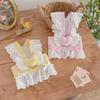 Cute Lace Ruffle Plaid Dog Harnesses Vest 3D Angel Heart Mesh Pet Chest Strap For Small Medium Dog Cat Outdoor Walking Apparel