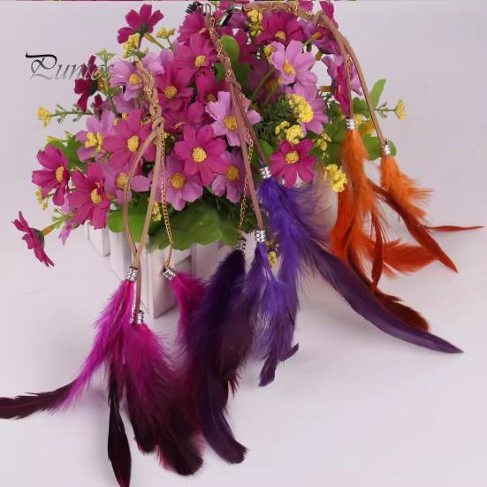 Заколка для волос в виде пера, цветная кожаная длинная заколка для волос с кисточками, легко сочетающийся головной убор, аксессуары для волос для тематических вечеринок