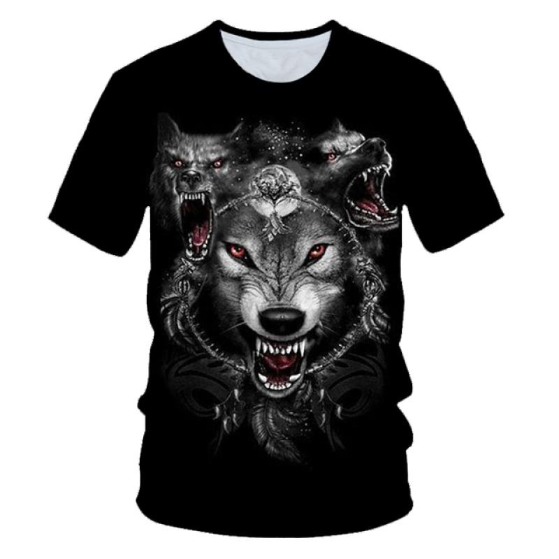 Kids Animal Wolf T Shirt for Boys Summer Autumn Children's Wolf Clothes Short Sleeved Breathable Cartoon Print Cool Wolf Tops