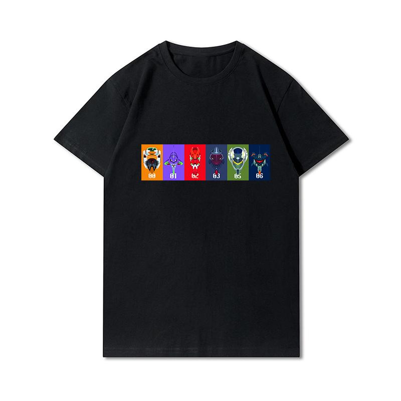 Мужская хлопковая футболка премиум-класса Harajuku Evangelion Asuka Poster Аниме Рубашка Футболки с принтом Забавный стиль с круглым вырезом Хлопковая футболка Повседневные футболки