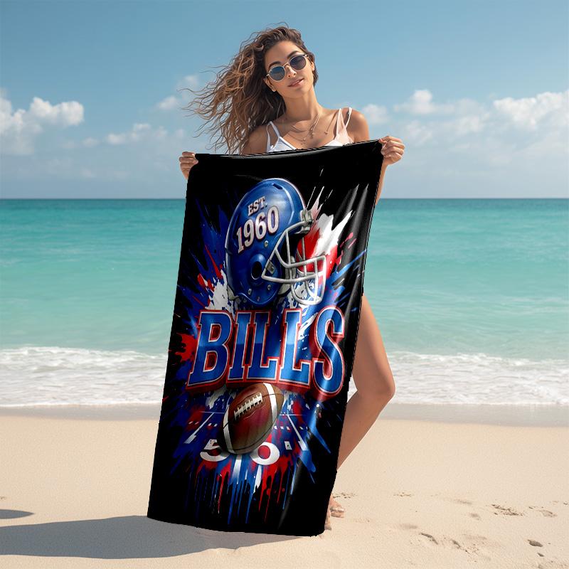 proof beach towel with Buffalo Bill LOGO pattern - soft,absorbent,quick-drying,machine washable - perfect for swimming,camping,bathing