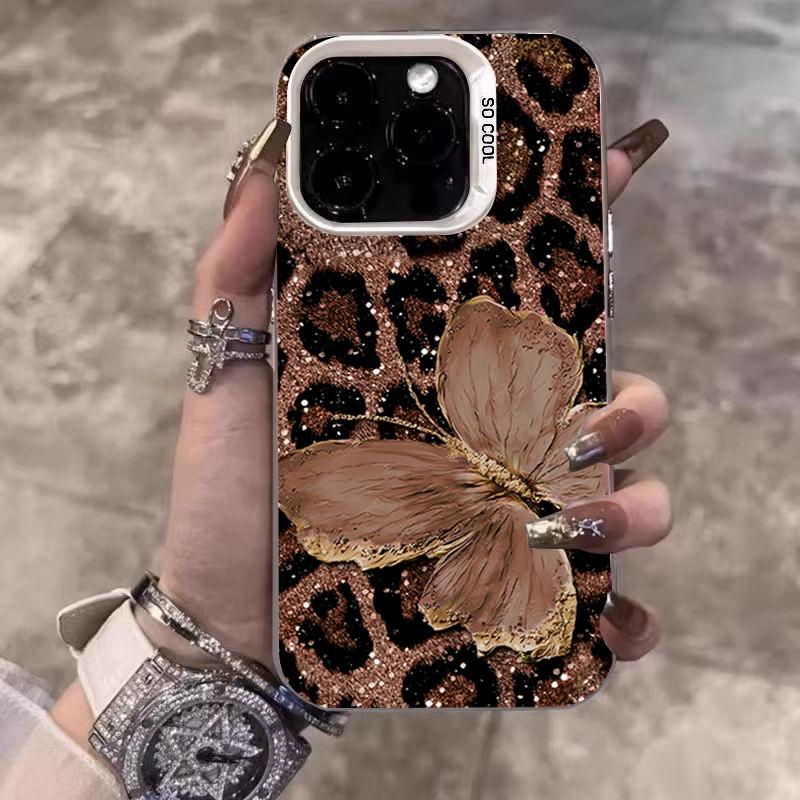 Luxury Butterfly Leopard Print Electroplate Phone Case For Xiaomi Redmi Note 14 13 12 11 10 Pro Plus 12S 11S Redmi 14C 13 Cover