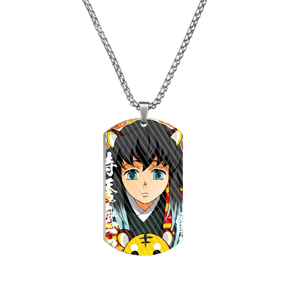 Demon Slayer Kimetsu No Yaiba Tanjiro Nezuko Stainless Steel Color Printed Dog Tag Necklace Anime Cosplay Accessory Gift For
