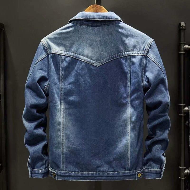 Плюшевая и толстая джинсовая куртка для мужчин. Модная свободная рабочая куртка. Модный топ в японском стиле.