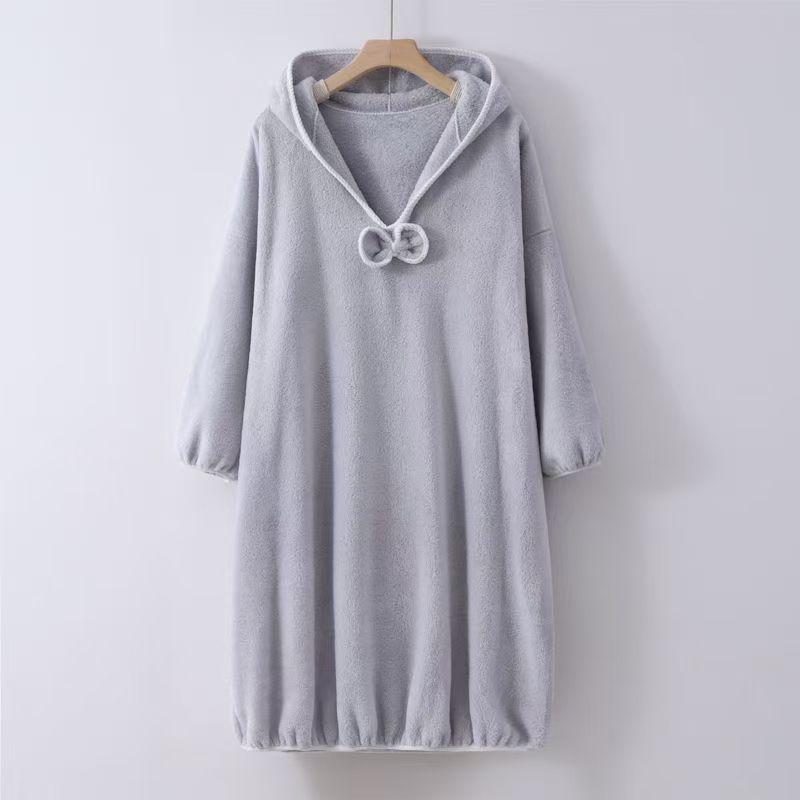 Банный халат с капюшоном и длинными рукавами большого размера - Впитывающий воду и мягкий для взрослых