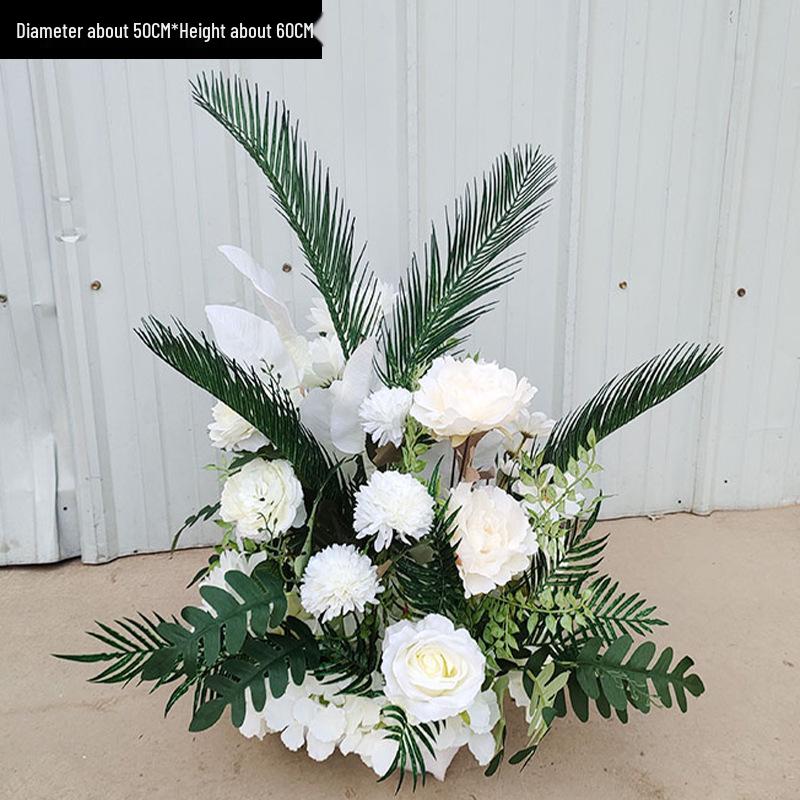 Red Floral Wedding Stage Backdrop with Artificial Flower Rows