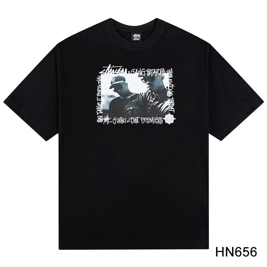 Stussy Летняя новая футболка с круглым вырезом из высококачественного хлопка 2025 года для мужчин и женщин с принтом персонажей, парная футболка