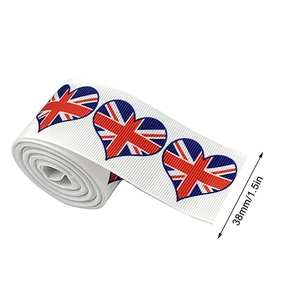 Лента Union Jack 38 мм с принтом флага Великобритании, лента Grosgrain для изготовления бантов для волос, юбилейная лента 