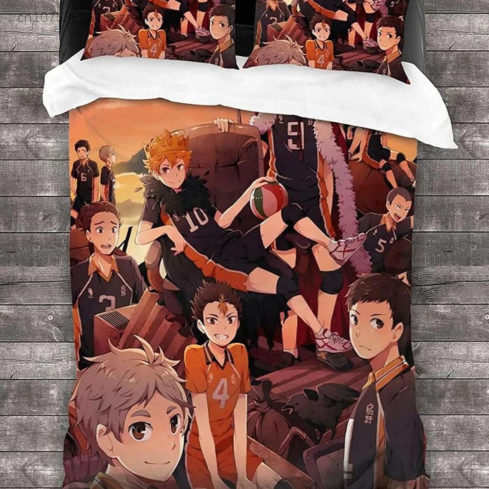 Детский комплект постельного белья Haikyuu Покрывало Наволочка Волейбол Постельное белье Мальчики Девочки Украшение Спальни Односпальный Двуспальный Размер Детский Подарок