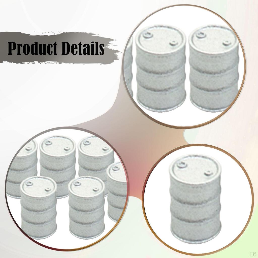 10 Pieces Oil Drums Decor Accessories 1/87 HO Scale Simulation Miniature Mini Barrel for Cargo