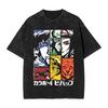 Vintage Washed Oversized Cowboy Bebop Spike Spiegel Printed T‑Shirt Retro Manga Anime Graphic Short Sleeve Loose Streetwear Cotton Tee For Men Women