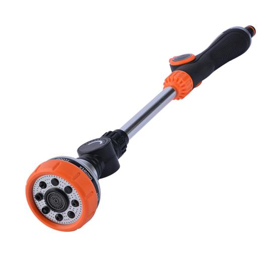 Сверхмощная металлическая поливочная палочка с поворотной на 180 градусов головкой с храповым механизмом, 8 режимов распыления, насадка для шланга, распылитель, садовые принадлежности