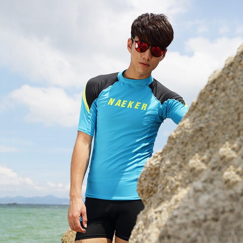 Mens Quick-Dry Rash Guard Set UV Protection Swimwear Surfing Snorkeling Beach Sports
