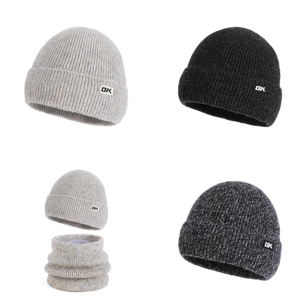 Вязаный комплект из смесовой шерсти: шапка и шарф-снуд для зимнего тепла и защиты от ветра на улице