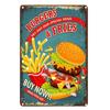 Shabby Chic Vintage Metal Tin Signs BBQ Fast Food  Hamburger Cupcake Pop Corn Hot Dog Wall Decor for Kitchen Cafe Diner Bar