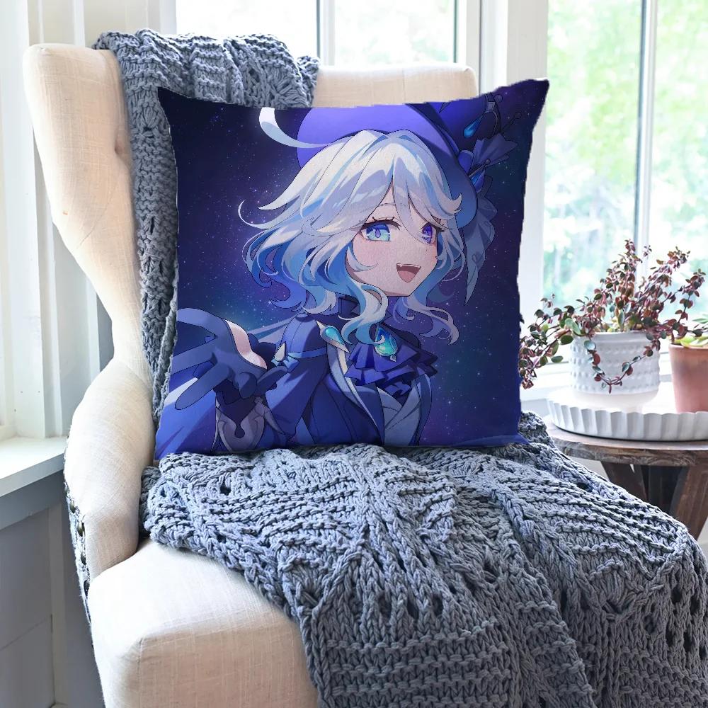 Фуррина Анимация Игра G-Genshin I-Impact Наволочка Квадратная Подушка Спальня Диван Досуг Комфорт Гостиная Домашнее Украшение 40X40