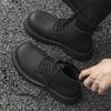 Мужские классические черные ботинки на толстой подошве в британском стиле, зимние мужские ботинки на шнуровке, удобные ботинки с высоким берцем